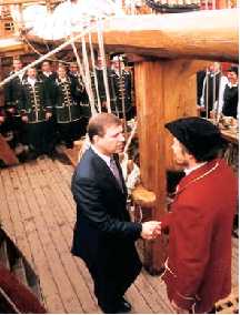 The Captain welcomes Prince Andrew